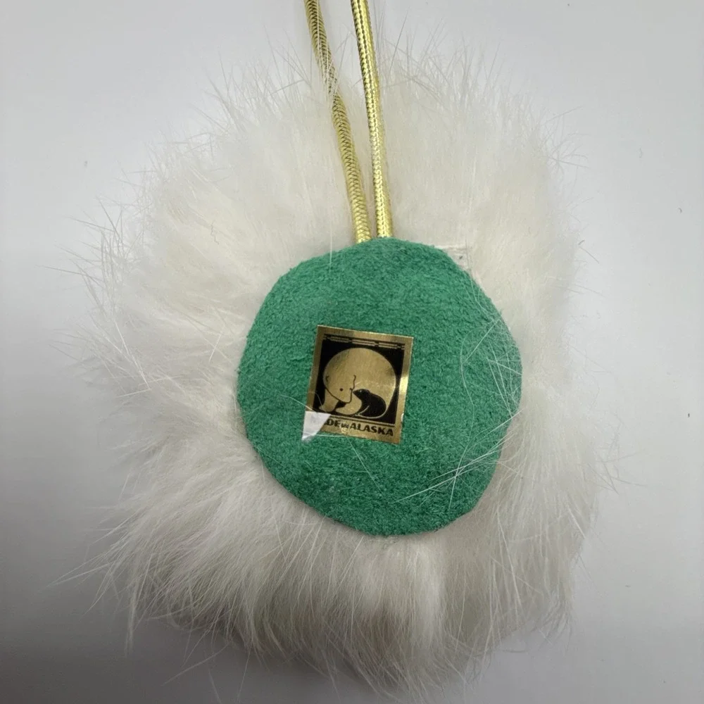 Alaska Artisan Hand Crafted Leather Fur Eskimo Ornament & Woven Santa Blanket